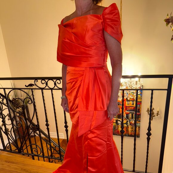 Missacc Off-Shoulder Papaya Evening Gown β New with Tags, Size 6 - Picture 5 of 7